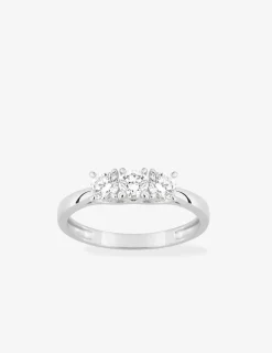 Bague en or blanc 375 ‰, trois diamants synthétiques 0,60 ct SO OR