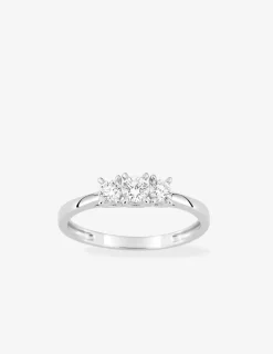 Bague en or blanc 375 ‰, trois diamants synthétiques 0,35 ct SO OR