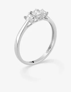 Bague en or blanc 375 ‰, trois diamants synthétiques 0,35 ct SO OR