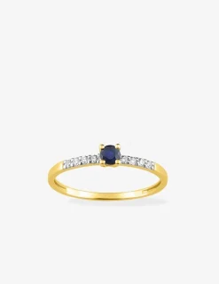 Bague en or jaune 375 ‰ avec saphir, oxydes de zirconium et rhodium SO OR