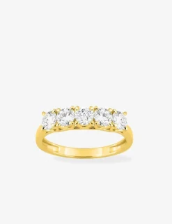 Bague en or jaune 375 ‰, cinq diamants synthétiques 1,00 ct SO OR