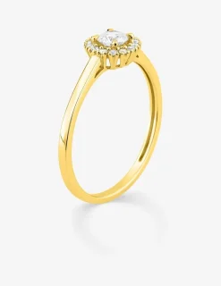 Bague en or jaune 375 ‰, diamants synthétiques 0,28 ct SO OR