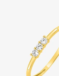 Bague en or jaune 375 ‰ et trois oxydes de zirconium blancs SO OR