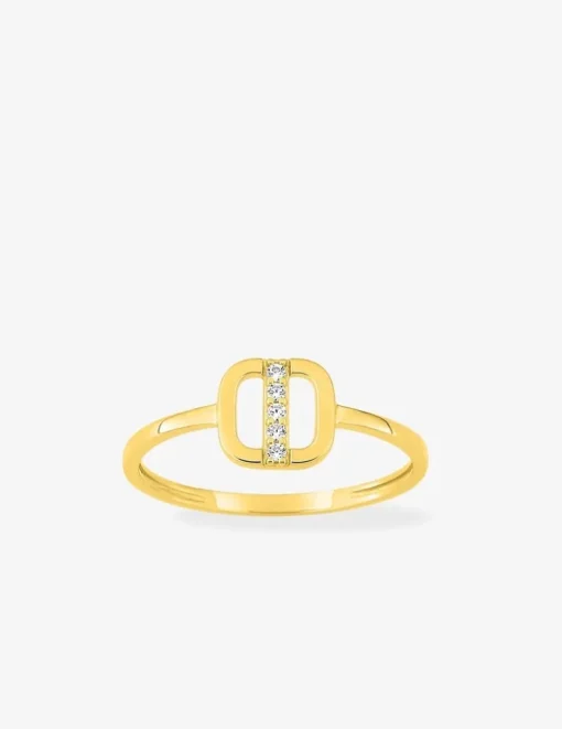Bague en or jaune 375 ‰, oxydes de zirconium SO OR