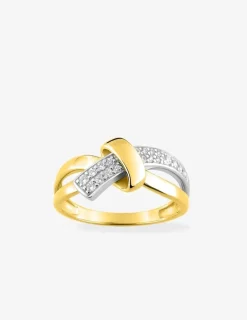 Bague en or jaune 750 ‰, rhodium et oxyde de zirconium SO OR