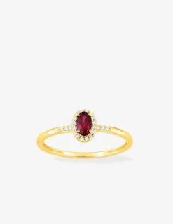 Bague en or jaune 375 ‰, rubis et diamants synthétiques 0,07 ct SO OR