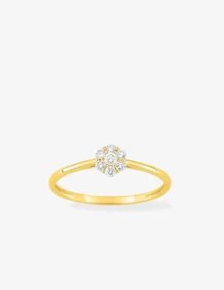 Bague en or jaune 375 ‰, sept diamants synthétiques 0,15 ct SO OR