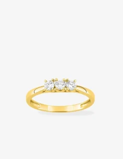Bague en or jaune 375 ‰, trois diamants synthétiques 0,30 ct SO OR