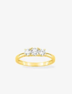 Bague en or jaune 375 ‰, trois diamants synthétiques 0,50 ct SO OR