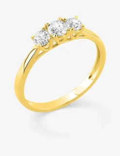 Bague en or jaune 375 ‰, trois diamants synthétiques 0,50 ct SO OR