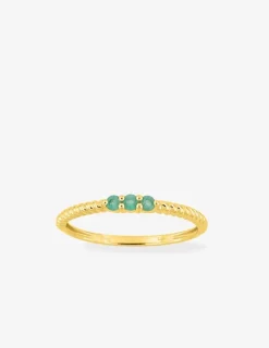 Bague en or jaune 375‰ émeraude trilogie torsadé SO OR