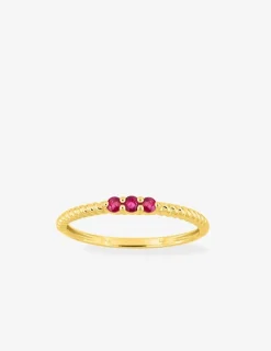 Bague en or jaune 375‰ rubis rose trilogie torsadée SO OR