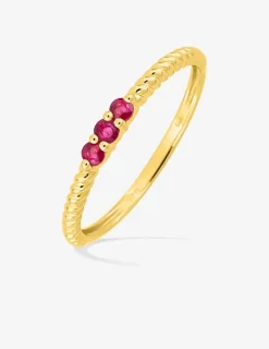 Bague en or jaune 375‰ rubis rose trilogie torsadée SO OR