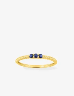 Bague en or jaune 375‰ saphir bleu trilogie torsadée SO OR