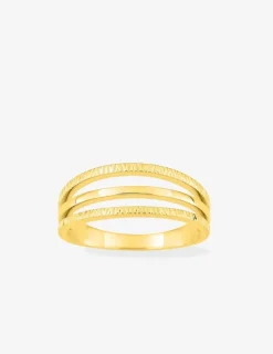 Bague en plaqué or avec 4 anneaux et motif ciselé SO OR