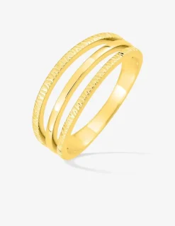 Bague en plaqué or avec 4 anneaux et motif ciselé SO OR
