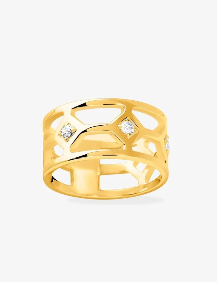 Bague en plaqué or avec oxydes de zirconium SO OR