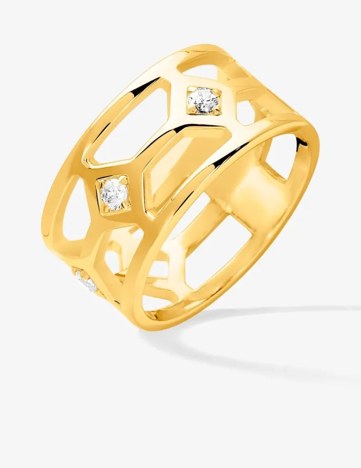 Bague en plaqué or avec oxydes de zirconium SO OR