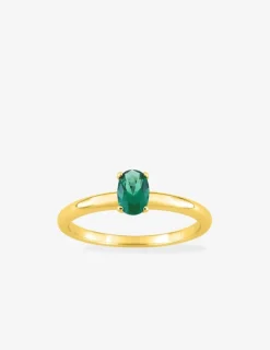 Bague en plaqué or et oxyde vert serti griffes SO OR