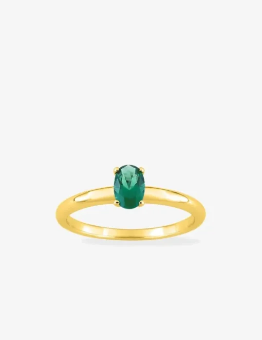 Bague en plaqué or et oxyde vert serti griffes SO OR