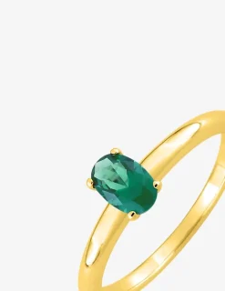Bague en plaqué or et oxyde vert serti griffes SO OR