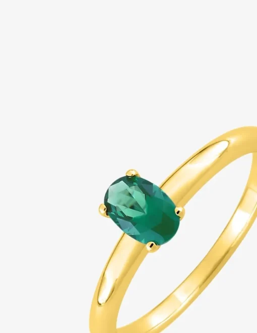 Bague en plaqué or et oxyde vert serti griffes SO OR