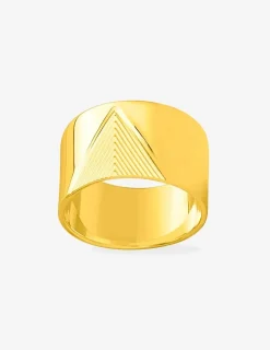 Bague en plaqué or jaune motif triangle graphique SO OR