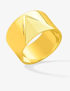 Bague en plaqué or jaune motif triangle graphique SO OR