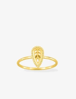 Bague en plaqué or motif feuille SO OR