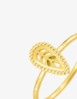 Bague en plaqué or motif feuille SO OR
