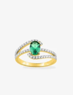 Bague en plaqué or, oxydes de zirconium bicolores et rhodium SO OR