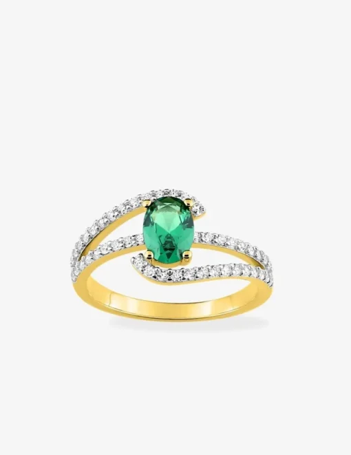 Bague en plaqué or, oxydes de zirconium bicolores et rhodium SO OR