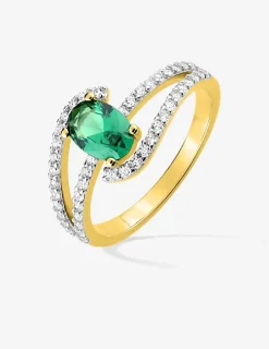 Bague en plaqué or, oxydes de zirconium bicolores et rhodium SO OR