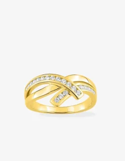 Bague en plaqué or, oxydes de zirconium SO OR