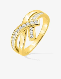 Bague en plaqué or, oxydes de zirconium SO OR
