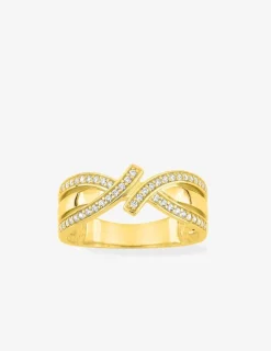 Bague en plaqué or, oxydes de zirconium et design torsadé SO OR