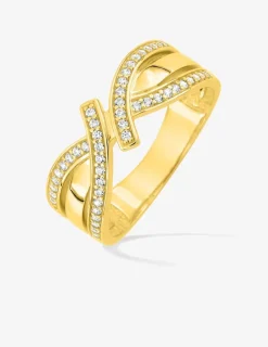 Bague en plaqué or, oxydes de zirconium et design torsadé SO OR