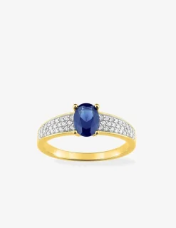 Bague en plaqué or rhodium et oxyde de zirconium bleu SO OR