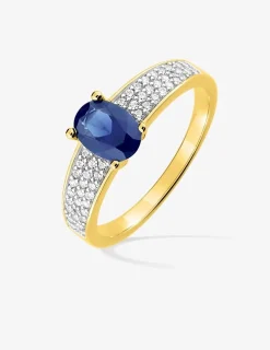 Bague en plaqué or rhodium et oxyde de zirconium bleu SO OR