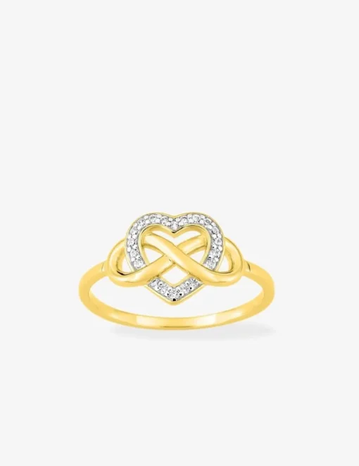 Bague en plaqué or rhodium et oxydes de zirconium motif "cœur" et "infini" SO OR
