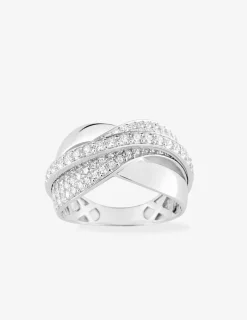 Bague enlacée or blanc 375‰ et oxyde de zirconium SO OR