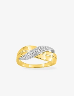 Bague enlacée or jaune 375‰ et oxyde de zirconium SO OR