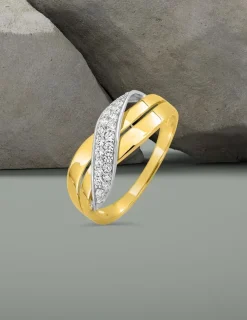 Bague enlacée or jaune 375‰ et oxyde de zirconium SO OR