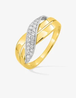 Bague enlacée or jaune 375‰ et oxyde de zirconium SO OR