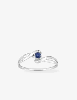 Bague entrelacs or blanc 375‰ et saphir SO OR