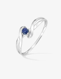 Bague entrelacs or blanc 375‰ et saphir SO OR
