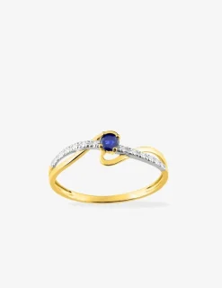 Bague entrelacs or jaune 375‰ et saphir SO OR