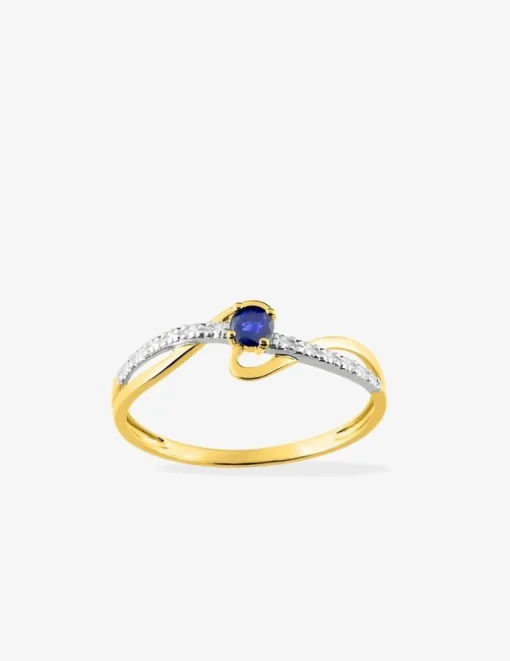 Bague entrelacs or jaune 375‰ et saphir SO OR