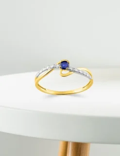 Bague entrelacs or jaune 375‰ et saphir SO OR