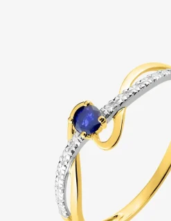 Bague entrelacs or jaune 375‰ et saphir SO OR